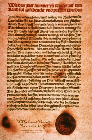 Original Urkunde Reinheitsgebot (Bild: Gf&Ouml;)